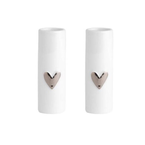 Rader Silver Heart Mini Stem Vases- Set of Two