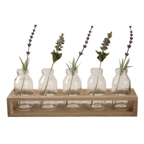 Wooden Stand with 5 Mini Jars