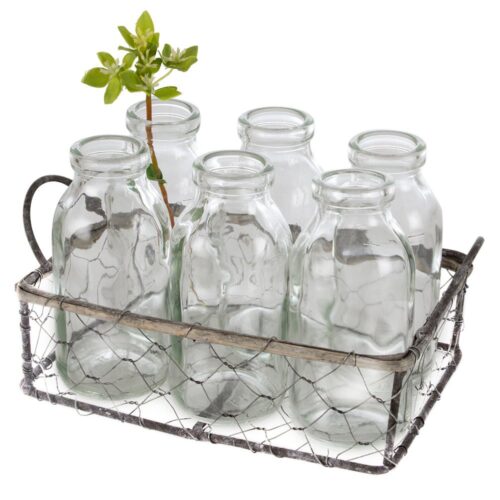 Wire Basket with 6 Mini Bottles