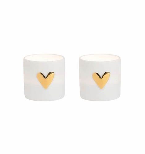 Gold Heart Tealight Holders by Rader – Set of Two