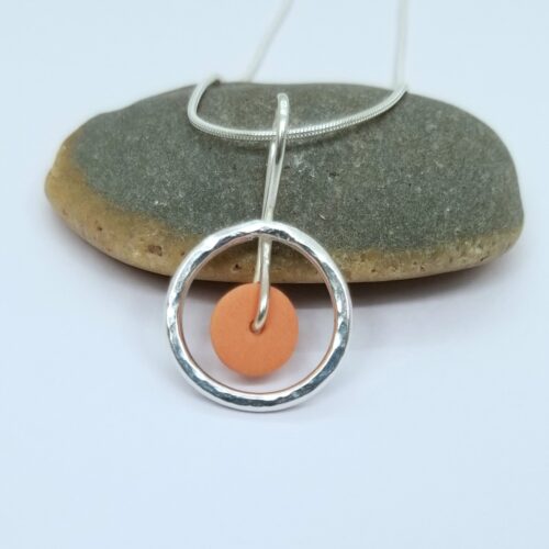 Pendant hammered ring coral £49