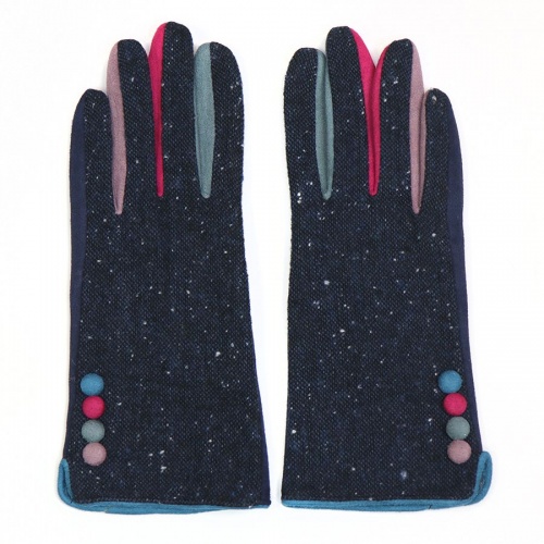 POM 23 Navy Blue Tweed & Colour Contrast Gloves.2(1)